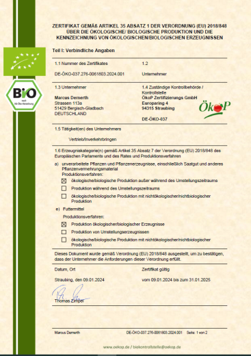 Bio-Zertifikat futterkonzept DE-ÖKO-037