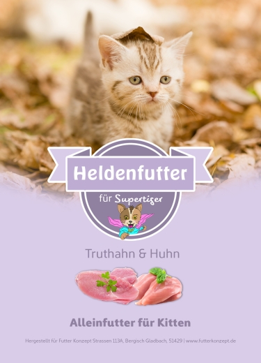 Heldenfutter für Supertiger Kitten Truthahn & Huhn 1,5 kg